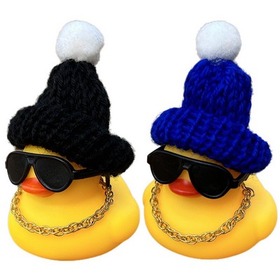 Car Rubber Duck, Yellow Duck Decoration Dashboard with wool hat